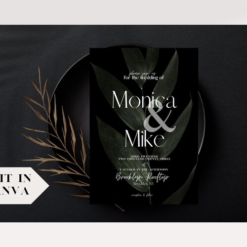 Moody Wedding Invitation Suite Printable Dark Floral - Etsy