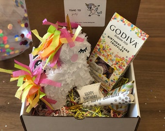 Premium Unicorn Mini Piñata Party in a Box | Friend Gift Box | Birthday Gift for Her | Birthday Gift for Best Friend | Mini piñata gift box