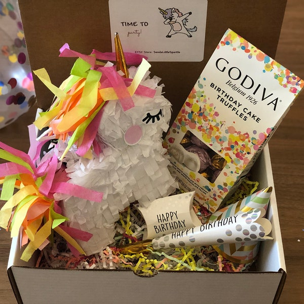 Premium Unicorn Mini Piñata Party in a Box | Friend Gift Box | Birthday Gift for Her | Birthday Gift for Best Friend | Mini piñata gift box