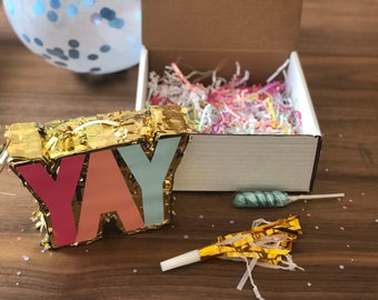 YAY Mini Pinata Party in a Box | Best friend Gift | Gift for Her | 30th Birthday | 21st Birthday | Quarantine Gift | Quarantine Birthday