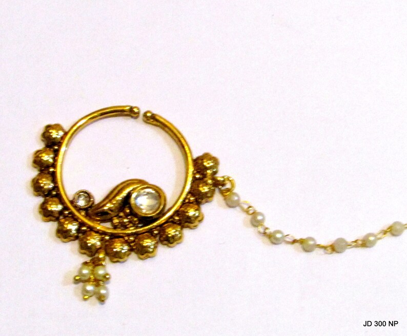 Bollywood Jewelry Bridal Nose clips Non Piercing Indian Traditional Nath Bridal Jewelry Indian Ethnic Nathini Big Nose Ring Nose Pins