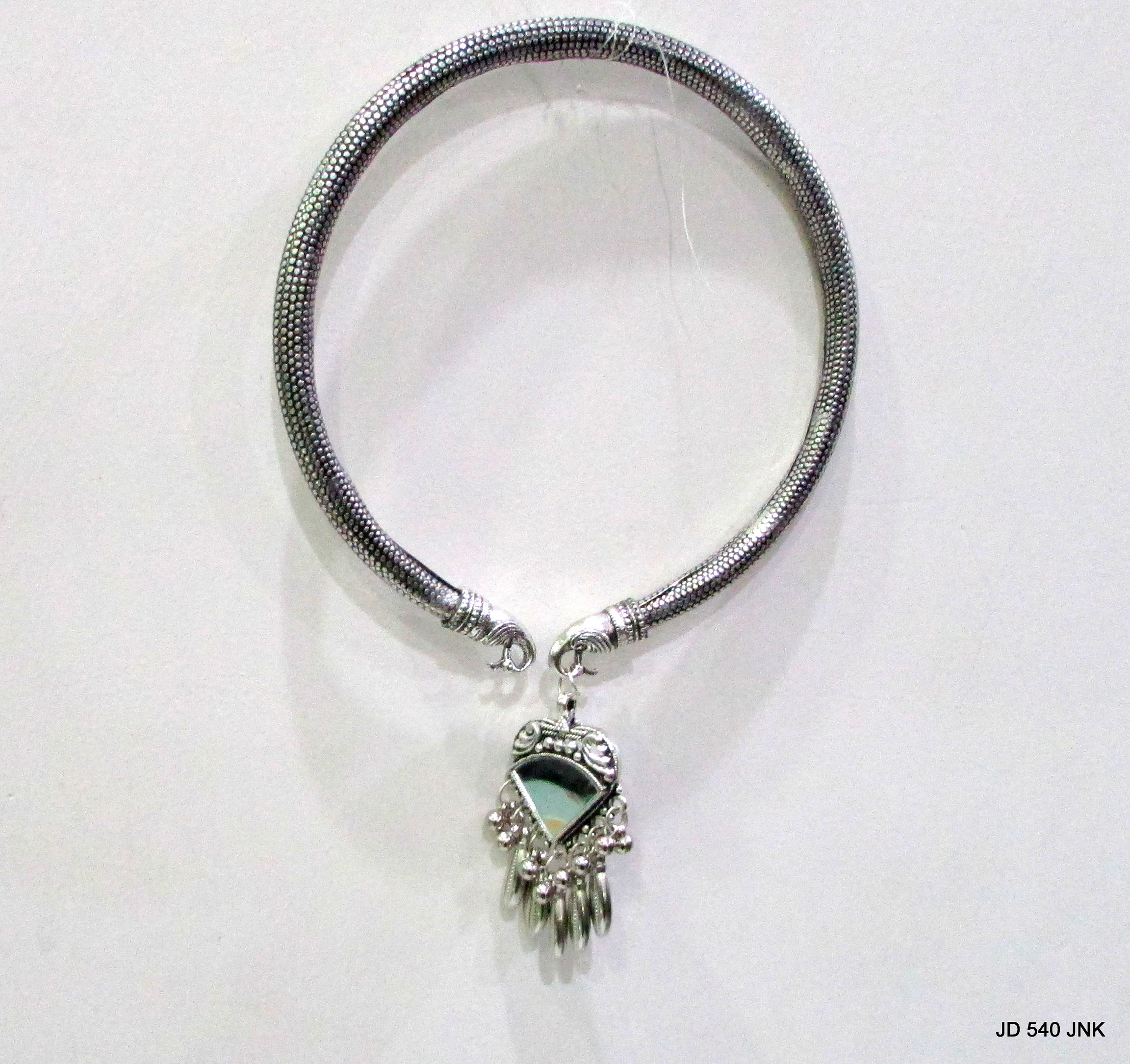 Aheli Antique Oxidized Handmade Green Mesh Boho Hasli Necklace for Women and Girls