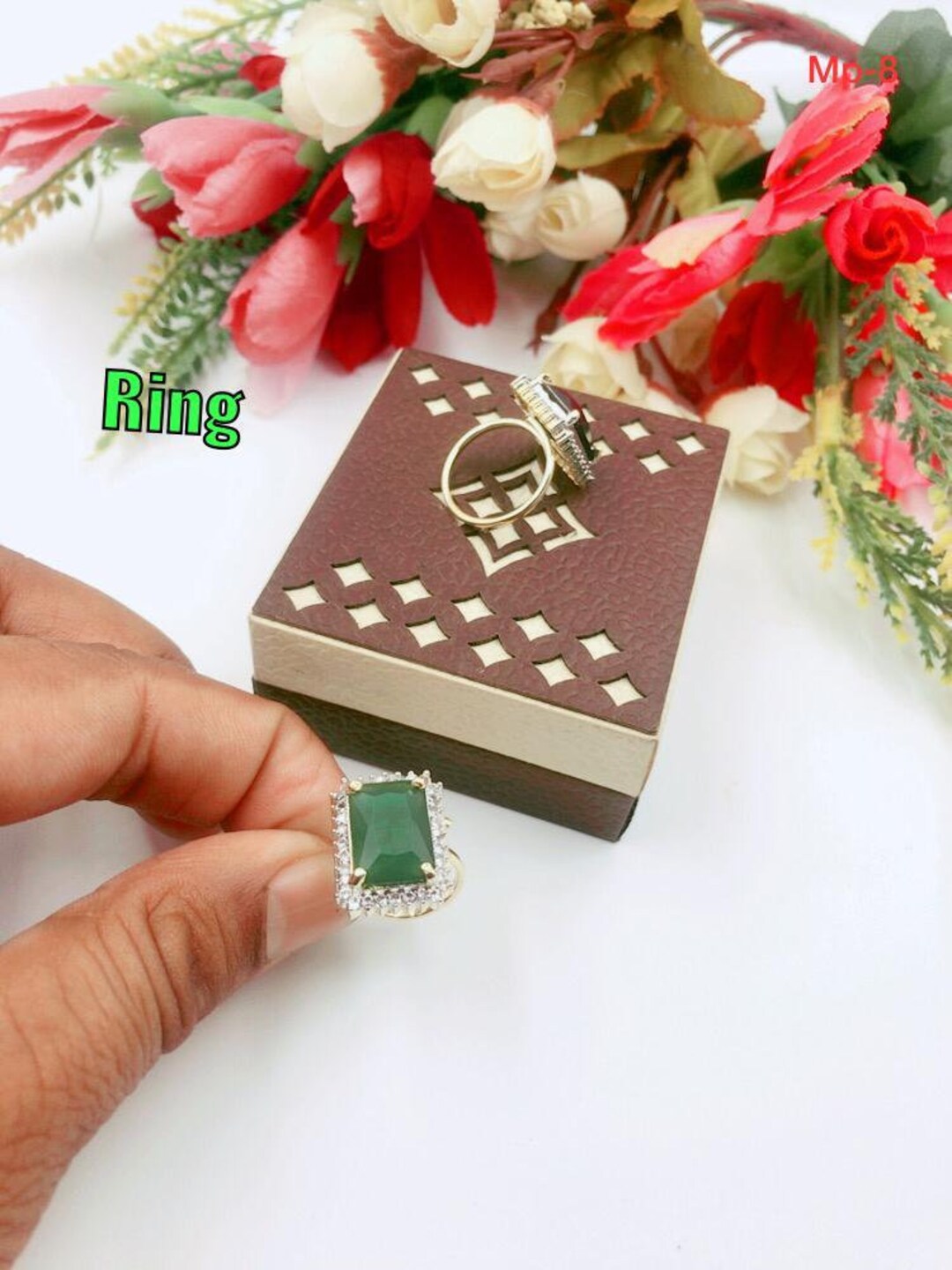 AD Stone CZ Adjustable Finger Ring Bollywood Fashion Jewellery Gift for ...