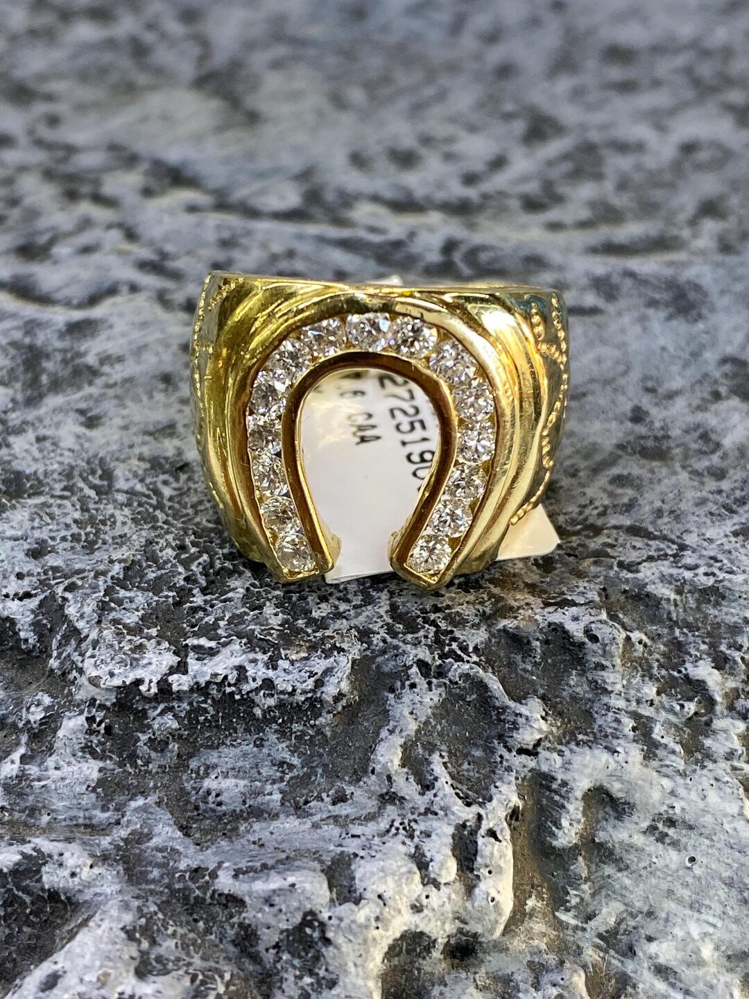 Vintage 14k Gold Horseshoe Diamond Mens Ring Nugget Style Sz 5.75 - Etsy