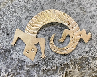 J Nelson Sterling Silver Navajo Large Salamander Brooch Pin