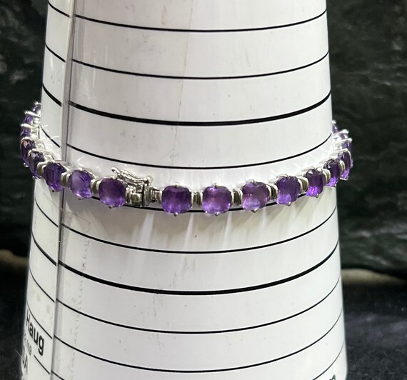 14kt White Gold Ladies Tennis Bracelet Purple Sto… - image 2