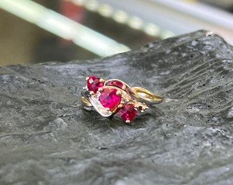 10kt White & Yellow Gold Pink Heart Sapphire Ring
