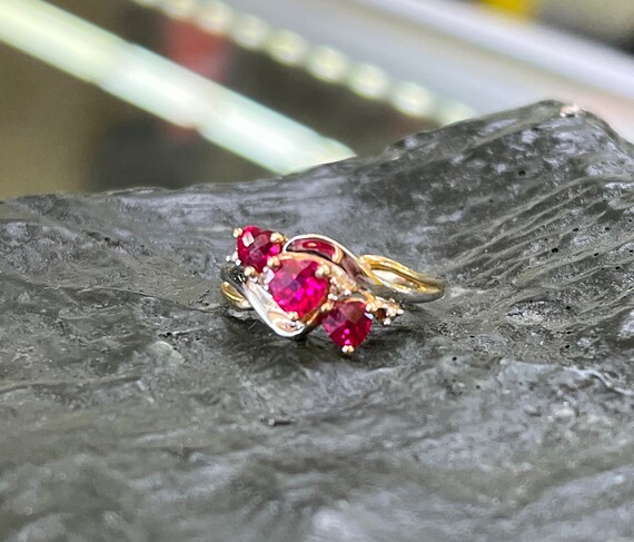 10kt White & Yellow Gold Pink Heart Sapphire Ring - image 1