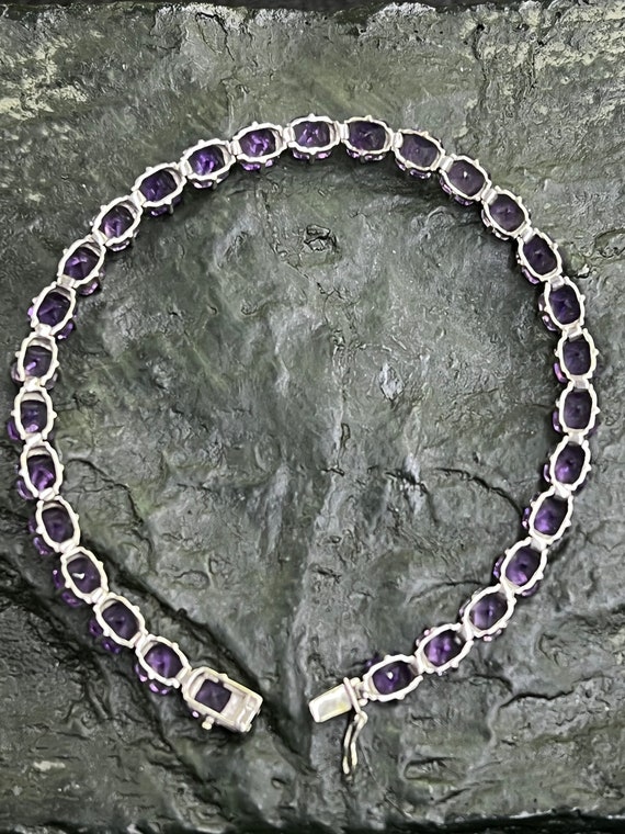 14kt White Gold Ladies Tennis Bracelet Purple Sto… - image 5