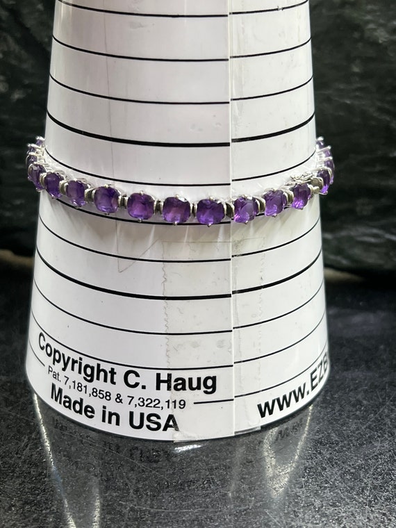 14kt White Gold Ladies Tennis Bracelet Purple Sto… - image 3