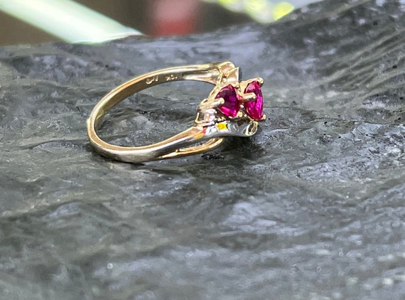 10kt White & Yellow Gold Pink Heart Sapphire Ring - image 3