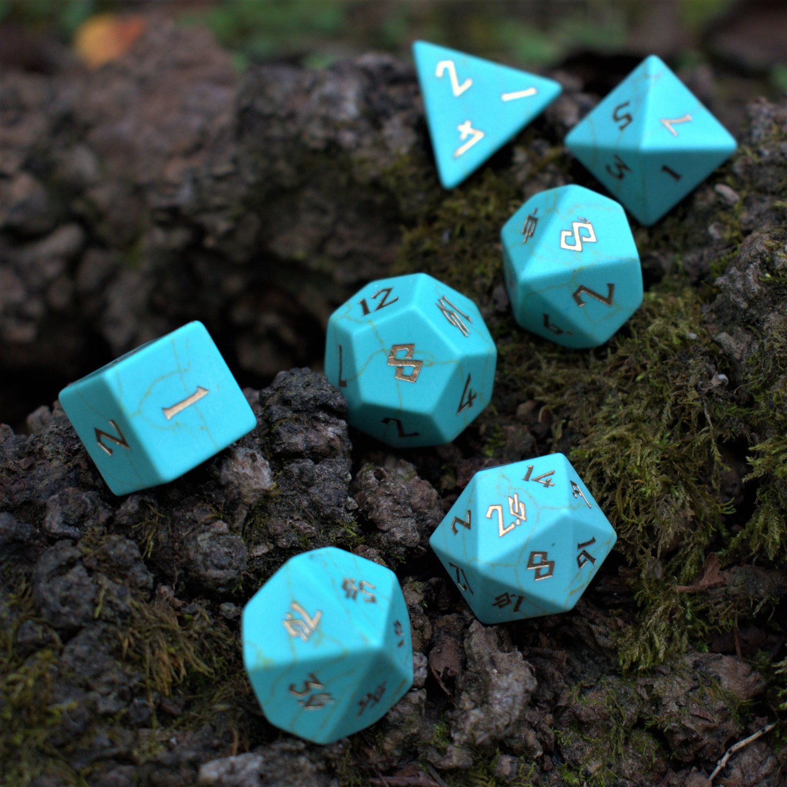 Green Turquoise Stone Dice Set Etsy