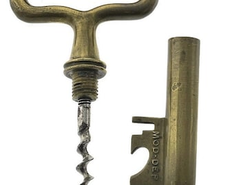 Brass T corkscrew in the shape of a key Aubock. Marked  MOD.DEP