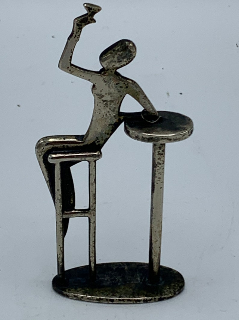 Rare Silver Art Deco Figurine Of A Lady At The Bar With Champagne Glass Made By Hagenauer Vienna Austria Art Objects Art Collectibles Golden City Vn