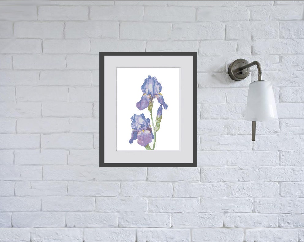 Iris Cross Stitch Pattern , Modern Flower, Floral, Instant Download PDF ...