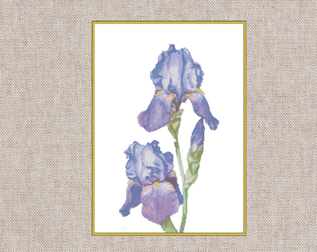 Iris Cross Stitch Pattern , Modern Flower, Floral, Instant Download PDF ...