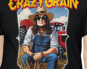 Crazy Grain Ozzy Farmer Parody Rock Heavy Metal Funny 2024 USA america Black Sabbath Train Guitar Gibson Rocker T-shirt