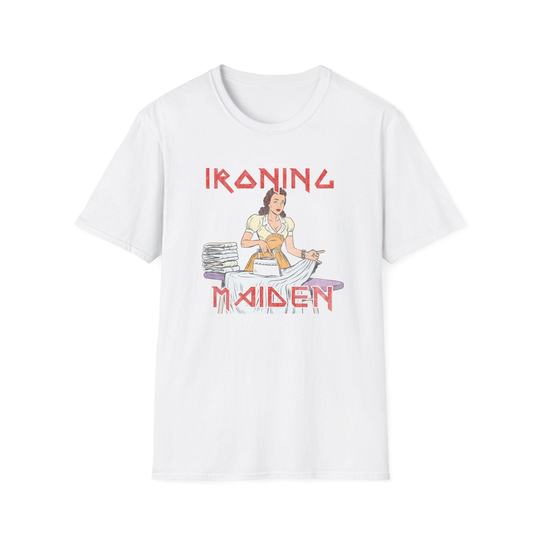 Ironing Maiden Funny Parody T-shirt Heavy Metal Iron Rock N Roll