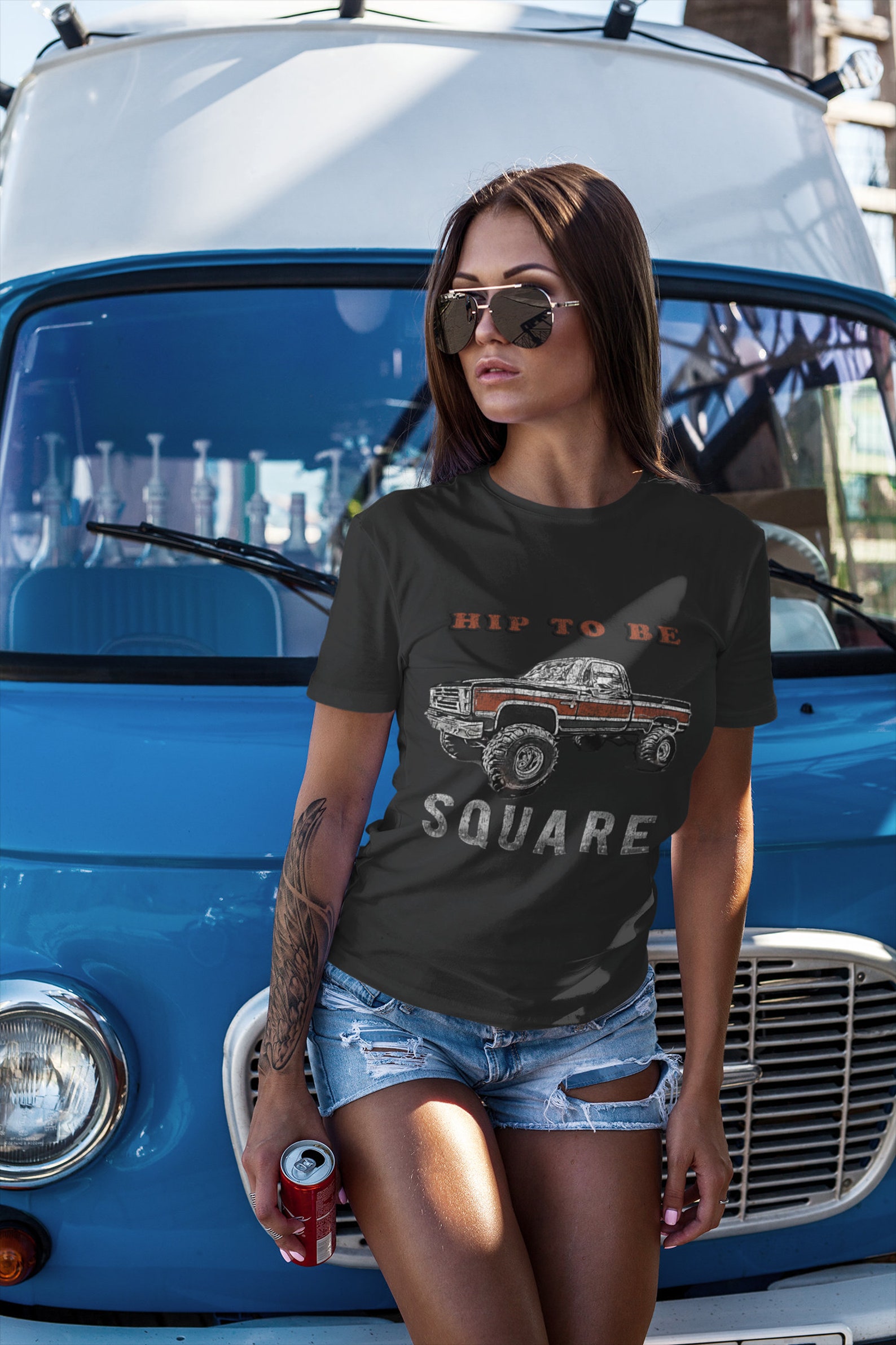 Vintage Chevy Hip To Be Square Body Lifted Truck T-shirt 4X4 | Etsy