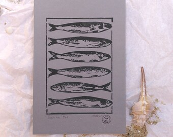 Linocut Sardines 5+1
