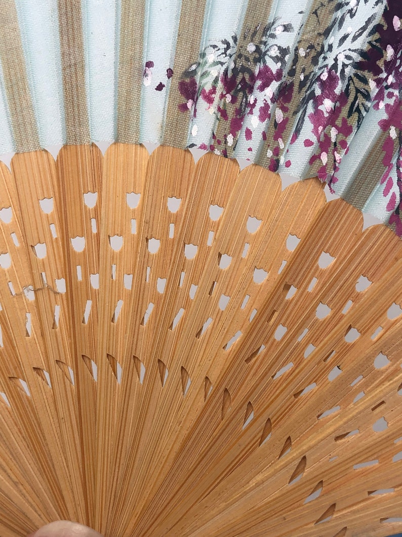 Vintage Blue Floral Hand Fan