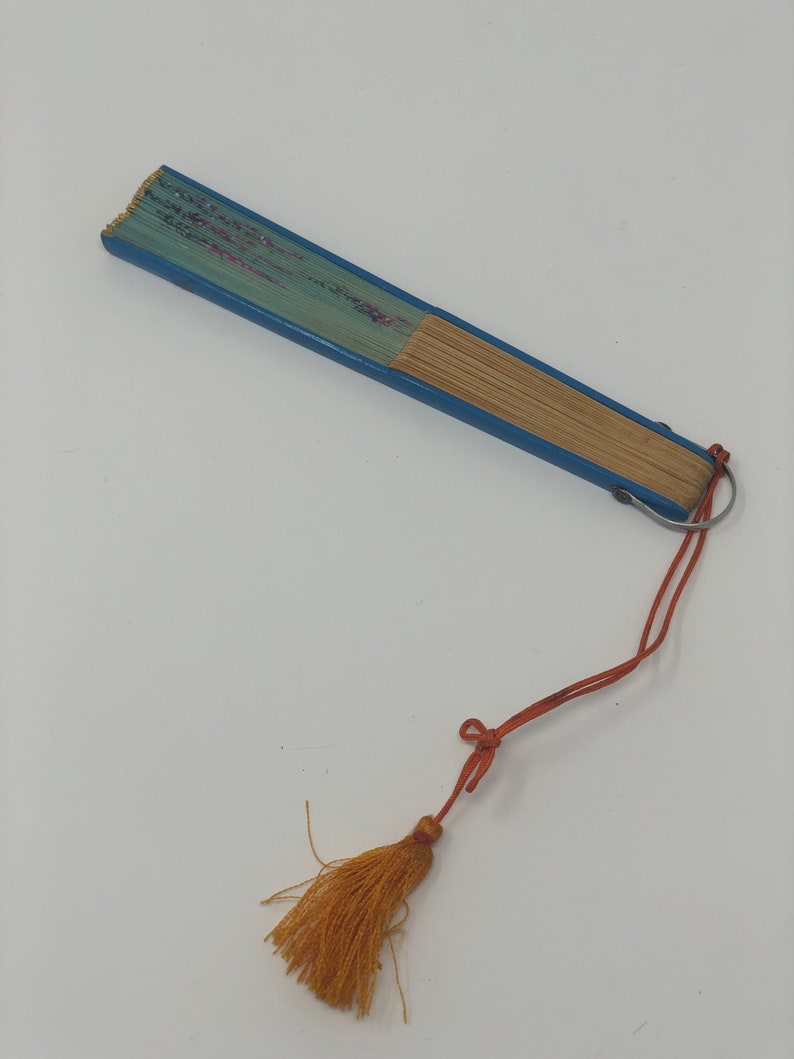 Vintage Blue Floral Hand Fan