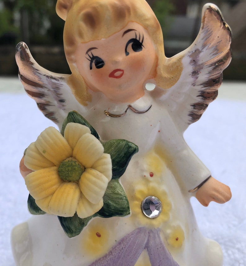 Vintage APRIL Birthday LEFTON Angel Figurine 6224 Daisies Etsy