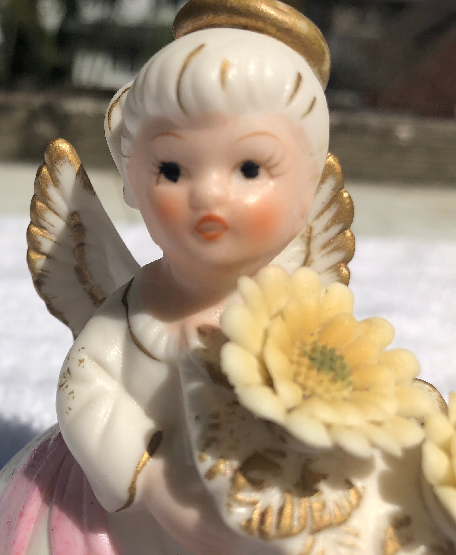 Vintage NOVEMBER Birthday LEFTON Angel Figurine Chrysanthemums Etsy