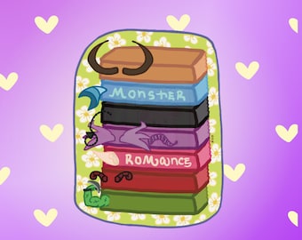 Monster Romance pile of books sticker | Bookish stickers | Kindle stickers | smut | romantasy