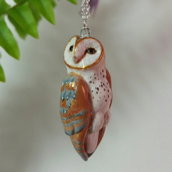 Barn Owl pendent with necklace | Etsy