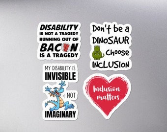 Pacchetto adesivo per la consapevolezza della disabilità 2 - Diversi esseri umani - Adesivi per disabili - Adesivi di sensibilizzazione - Adesivi in vinile - Adesivi per auto