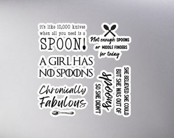 Spoonie sticker pack - Chronic illness stickers - invisible illness stickers - chronic pain stickers - rare disease stickers
