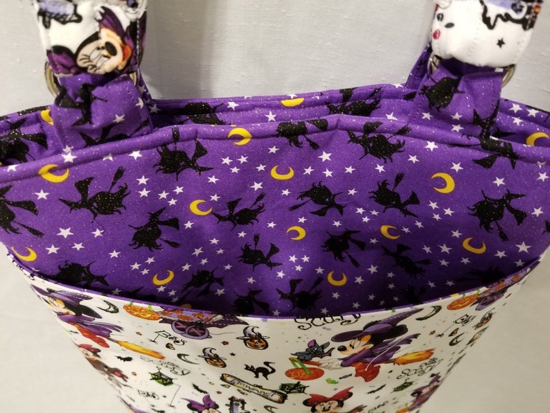 Reusable- Reversible Tote Candy Bags Mickey Mouse disney Halloween Fabric Print Bags Halloween Totes Trick-or-Treat bags
