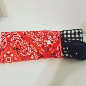 Custodia per accessori Paisley rossa, Custodia per telefono in tessuto, Custodia morbida, Custodia per occhiali da vista, Porta occhiali da sole, Custodia per occhiali, Regalo di Natale