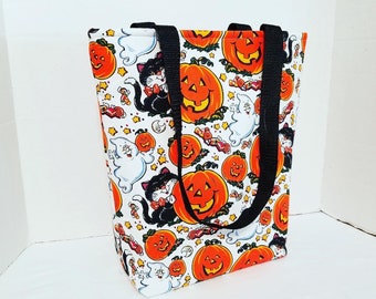 Halloween Market Tote - Reusable Bags with Handles - Eco-Friendly Market Tote Bag, Christmas Bag, Holiday Purse