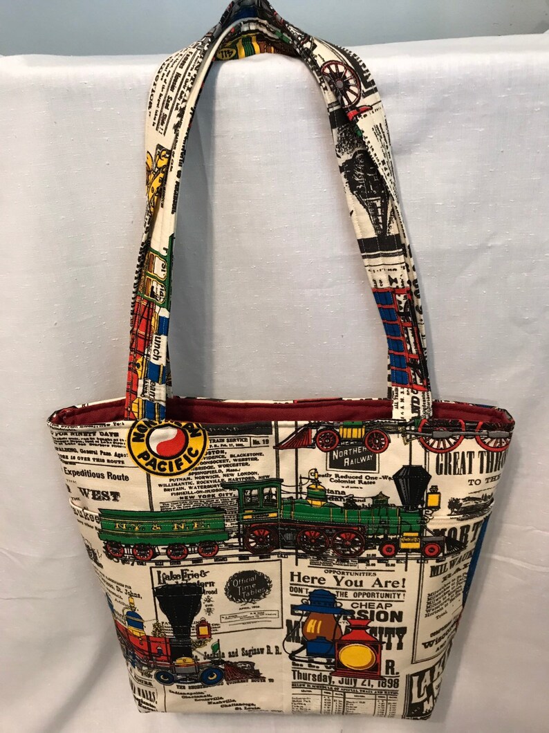 Vintage train handmade bag Strong Ideal Gift Craft Lightweight reusable purse