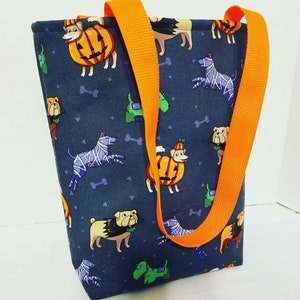Halloween Dogs Market Tote - Reusable Bags with Handles - Eco-Friendly Market Tote Bag Halloween Bag, Christmas Bag Trick or Treat Bag