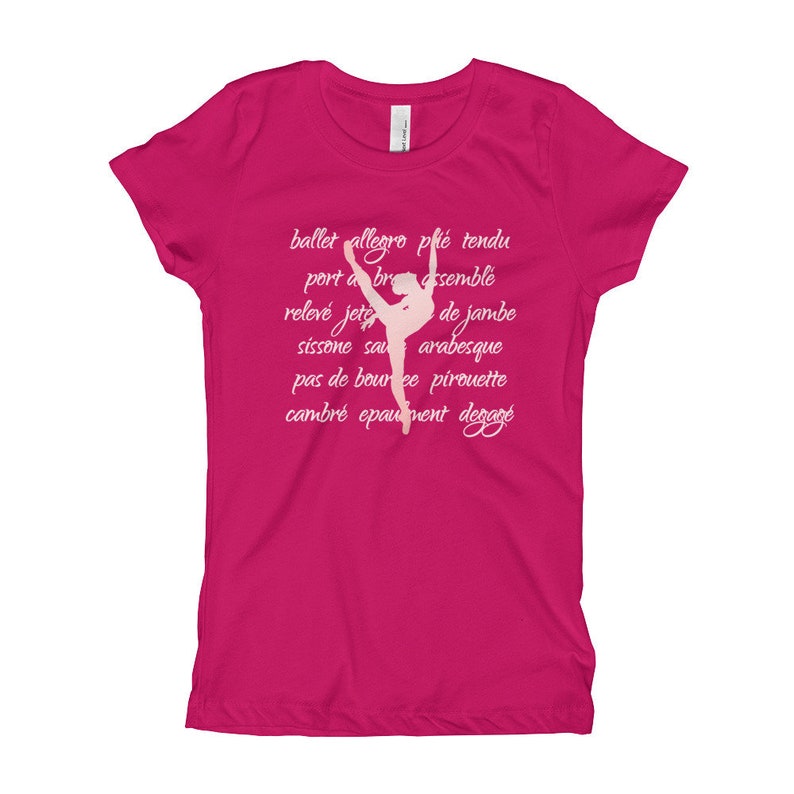 Arabesque With Ballet Terminology Fitted T-shirt Cute Ballet Dance Gift For Girls