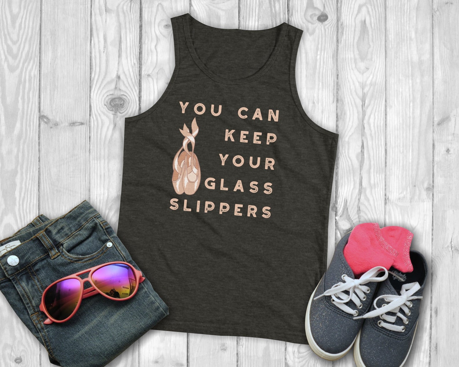 youth ballet pointe shoes tank top - you can keep your glass slippers