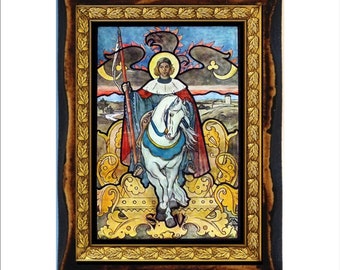 Saint Wenceslas - Saint Wenceslas - San Venceslao - Venceslas Ier de Bohême - Venceslau I - Wenzel von Böhmen Handmade wood icon on plaque