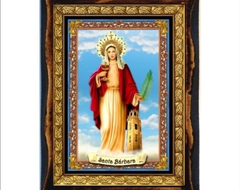 Santa Barbara - Saint Barbara - Barbara von Nikomedien - Sainte Barbe Handmade Wood Plaque Orthodox,Catholic,,Byzantine Art,Home Decor Wall