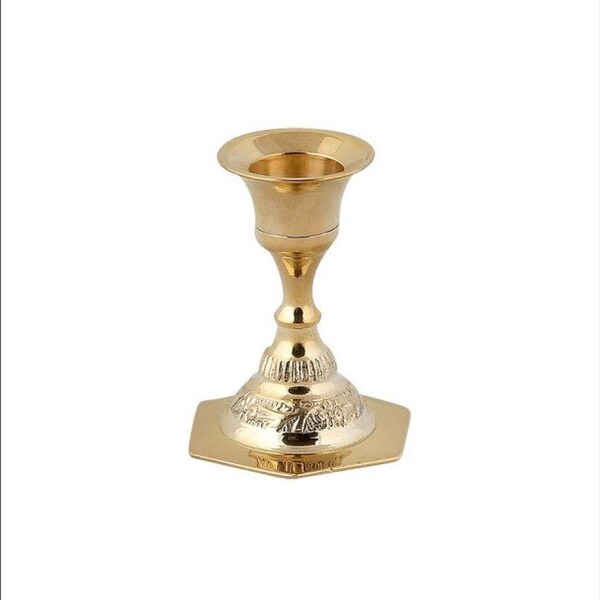 Gold Metal Candlestick - Brass Candlestick - One-candle brass candlestick - Candeliere in ottone - Bougeoir en laiton - Messingleuchter