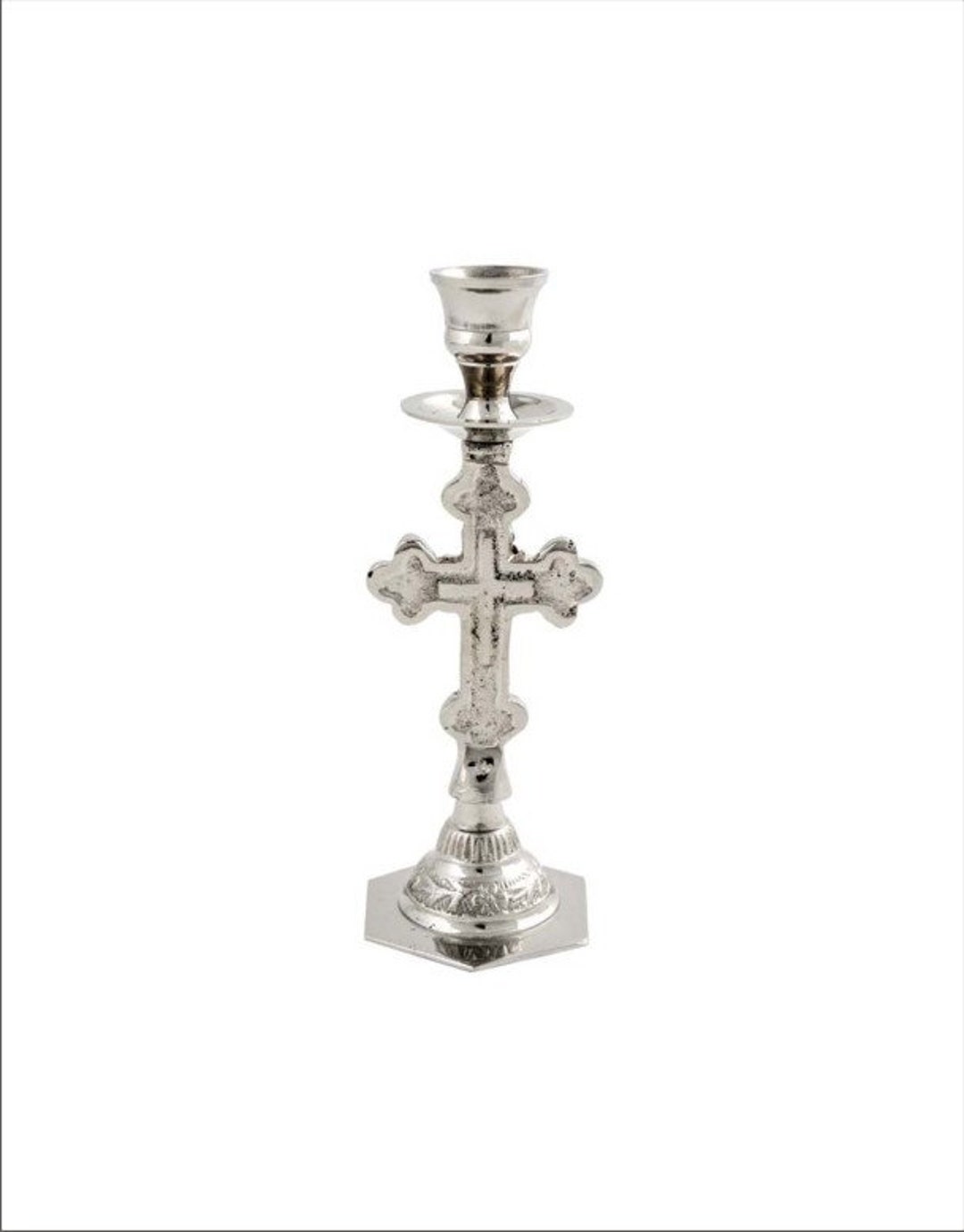 Silver Metal Candlestick Silver Candlestick Onecandle Etsy