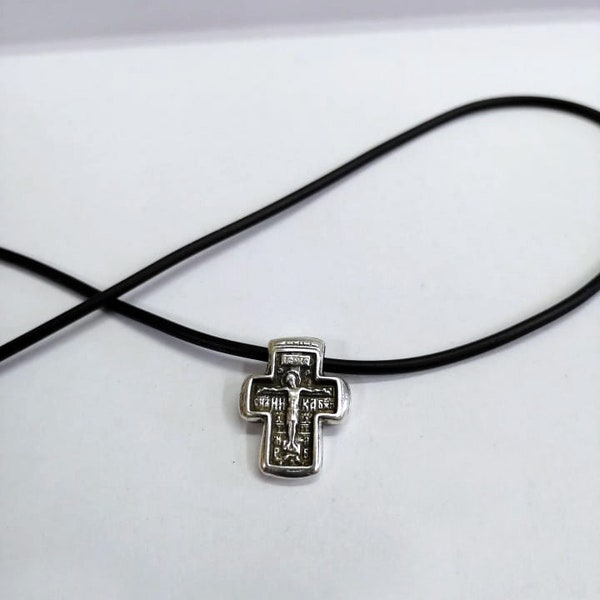 Silber Hals Kreuz - Croix en bois - Hölzernes Halskreuz - Naszyjnik z krzyéem - Collana a croce - Croce Di Legno - Kreuz Anhänger für Hals