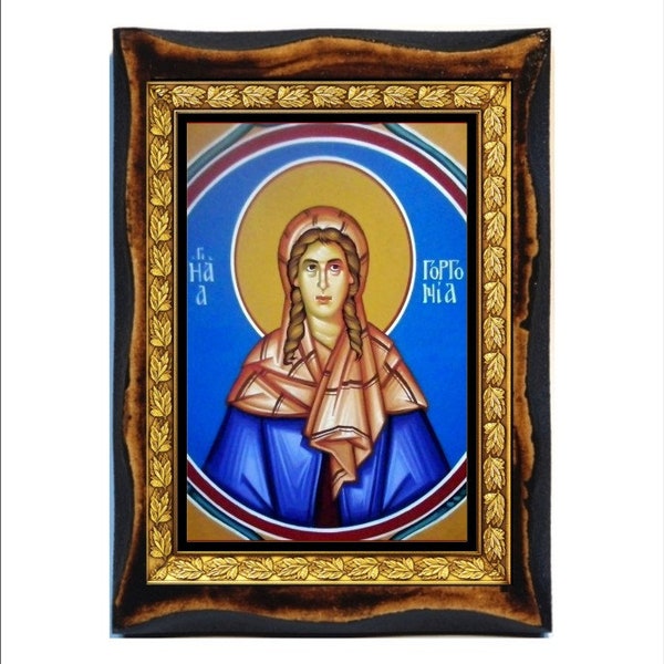 Saint Gorgonia - Santa Gorgonia - Sainte Gorgonia - Gorgonia - Горгония Handmade wood icon on plaque,Orthodox,Catholic,Home Decor Wall,Altar