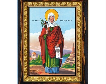 Saint Markella - Света мушениша Маркела - Santa Markella Icône en bois fait main sur plaque orthodoxe, catholique, byzantine art, mur de décor à la maison