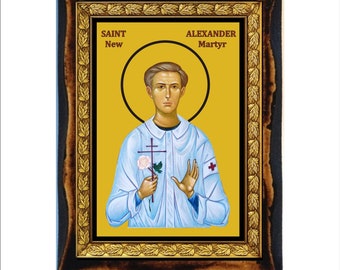 Alexander Schmorell - Saint Alexander of Munich - San Alexander Schmorell - Saint Alexandre Schmorell Handmade wood icon on plaque ,Altar