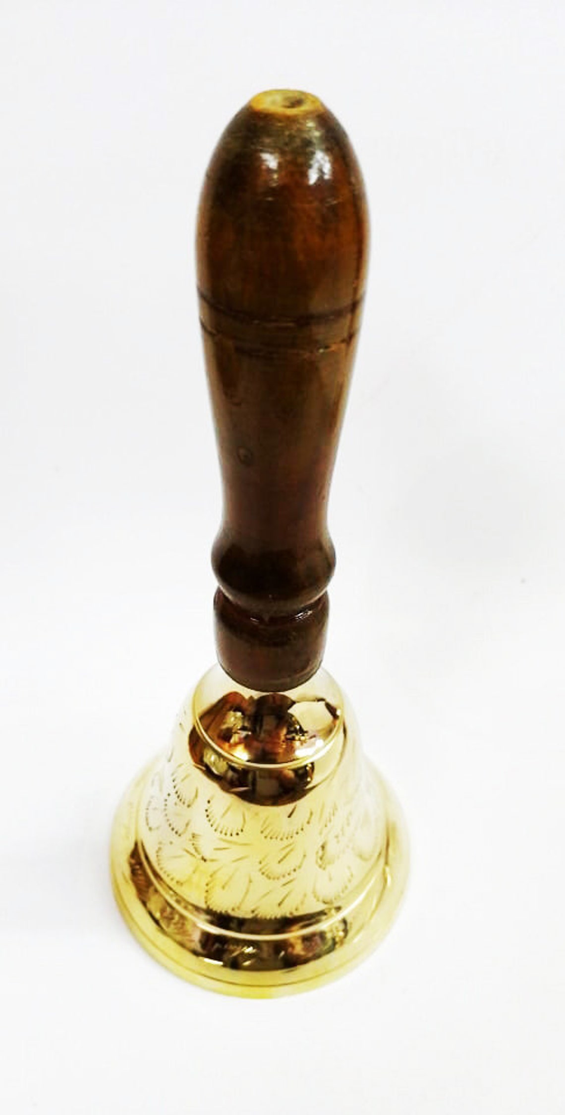 Brass Table Bell With Wooden Handle School Bell Reception - Etsy