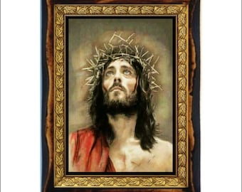 Jesucristo El Esposo Icono de madera hecho a mano en placa ortodoxa, católica, romana, bizantintina, copta, decoración del hogar