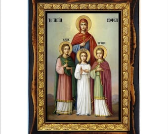 Sophia de Rome - Santa Sofia - Santa Sonia - Sophie de Rome -Sophia van Rome Handmade Wood Icon on Plaque Orthodox, Catholic,Altar,Home Decor